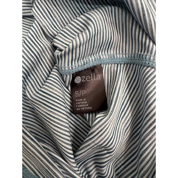 Zella Striped Top With Cutout Back. Size: Small Color: Green/Blue - Picture 7 of 7